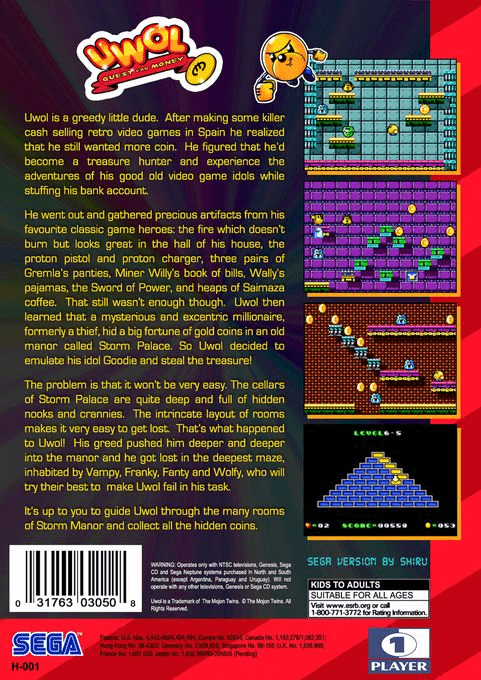 Uwol - Quest For Money (Homebrew) — Box back
